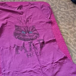 Disney Purple Tee with Cheshire Cat Graphic